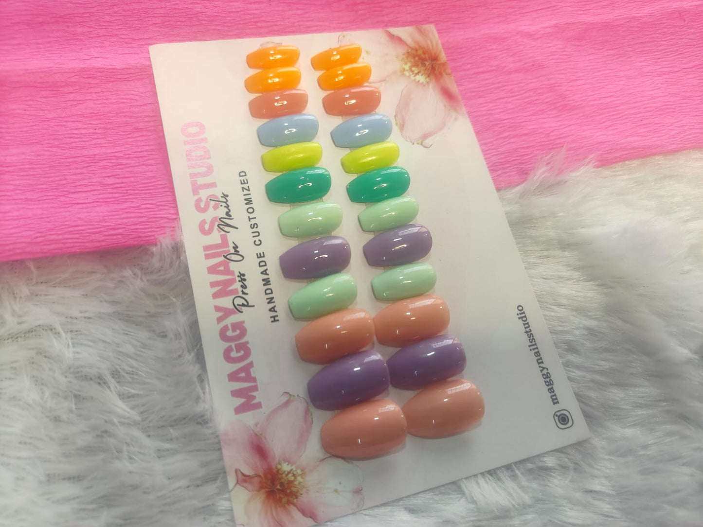 Coffin Rainbow nails