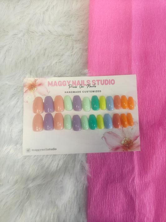 Coffin Rainbow nails