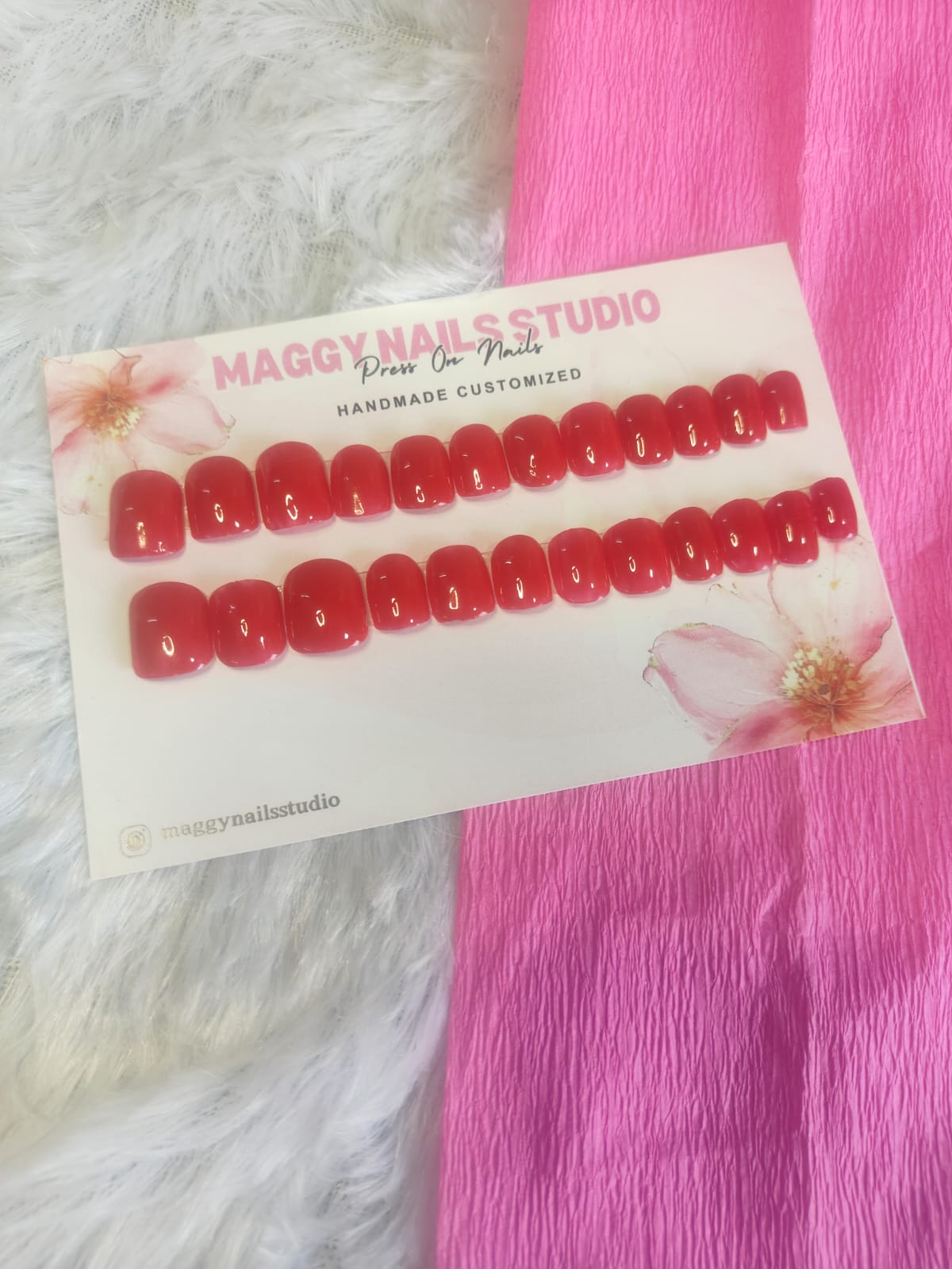 Red Short Square Nails