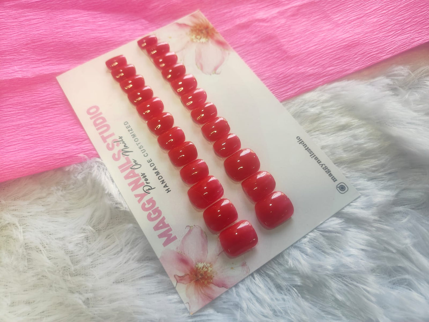 Red Short Square Nails