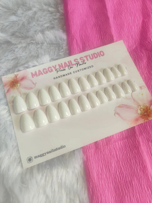 WHITE ALMOND NAILS